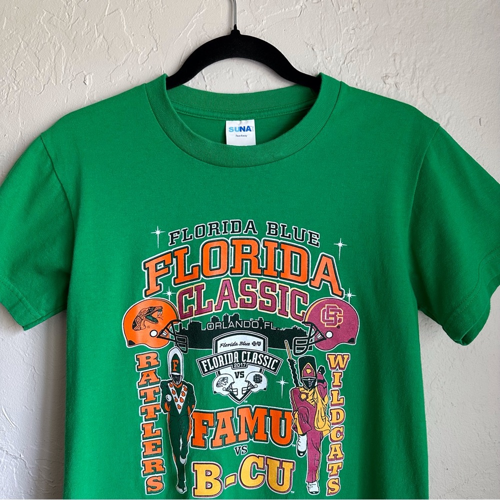 Vintage Florida Classic 2017 FAMU Rattlers vs B-CU Wildcats Green SS T-shirt